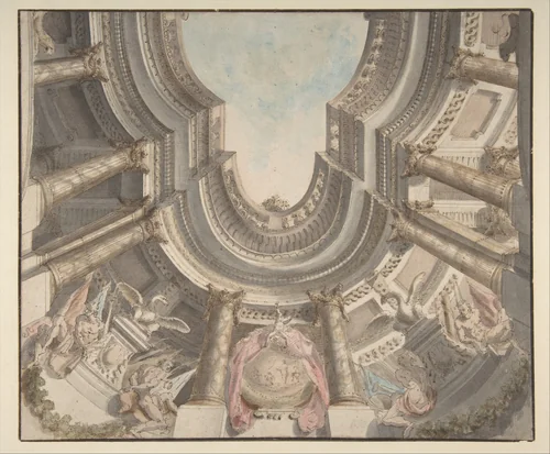 Design for a Trompe L'Oeil Ceiling by Flaminio Innocenzo Minozzi, drawing, 1750-1760
