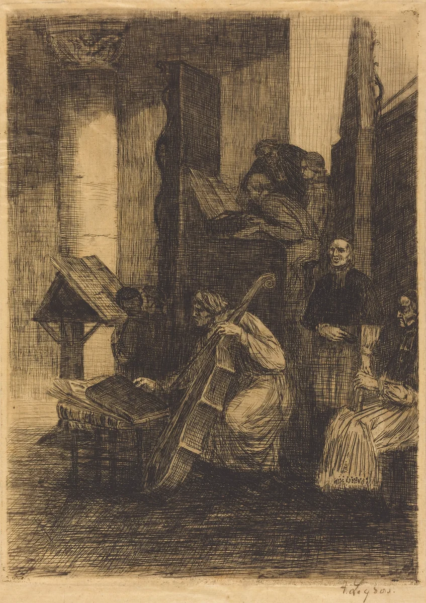 Choir in a Spanish Church (La choeur d'une eglise espagnole) by Alphonse Legros, print, 1860