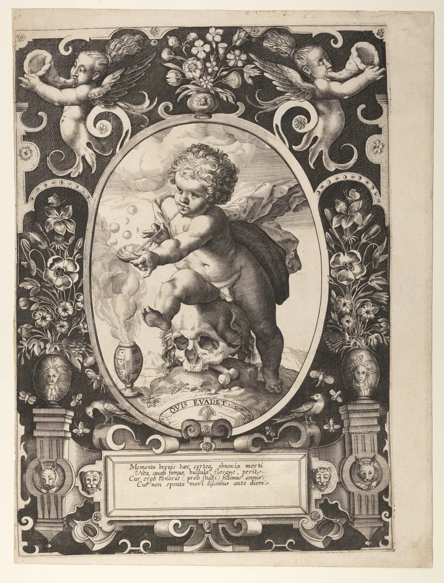 Allegory of Transience (Quis Evadet?) by Hendrick Goltzius, print, 1595-1605