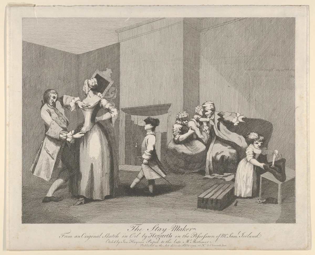 The Stay-Maker by Joseph Haynes, print, 1782