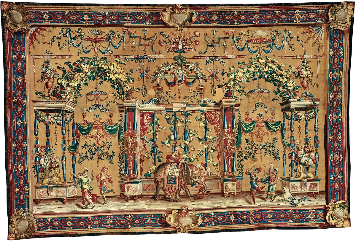 The Elephant, from The Berain Grotesques Series by Jean Baptiste Monnoyer, textile, 1688-1732