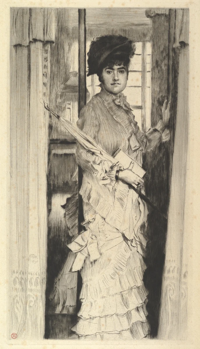 Portrait of Miss L...,or A Door Must Be Either Open or Closed by James Tissot, print, 1876