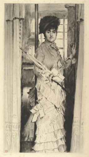 Portrait of Miss L...,or A Door Must Be Either Open or Closed by James Tissot, print, 1876