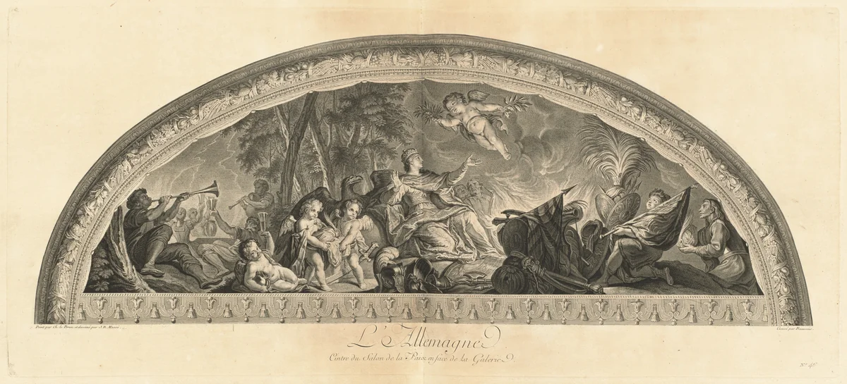 L'Allemagne Cintre du Salon de la Paix en face de la Galerie (Germany, Center of the Salon of Peace Opposite the Gallery) [pl. 46] by Jean-Baptiste Massé
Nicolas-Dauphin de Beauvais
Charles Le Brun, print, 1752