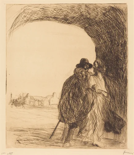 La rencontre sous la voute (3e planche) (The Meeting under the Arch) (third plate) by Jean-Louis Forain, print, 1910