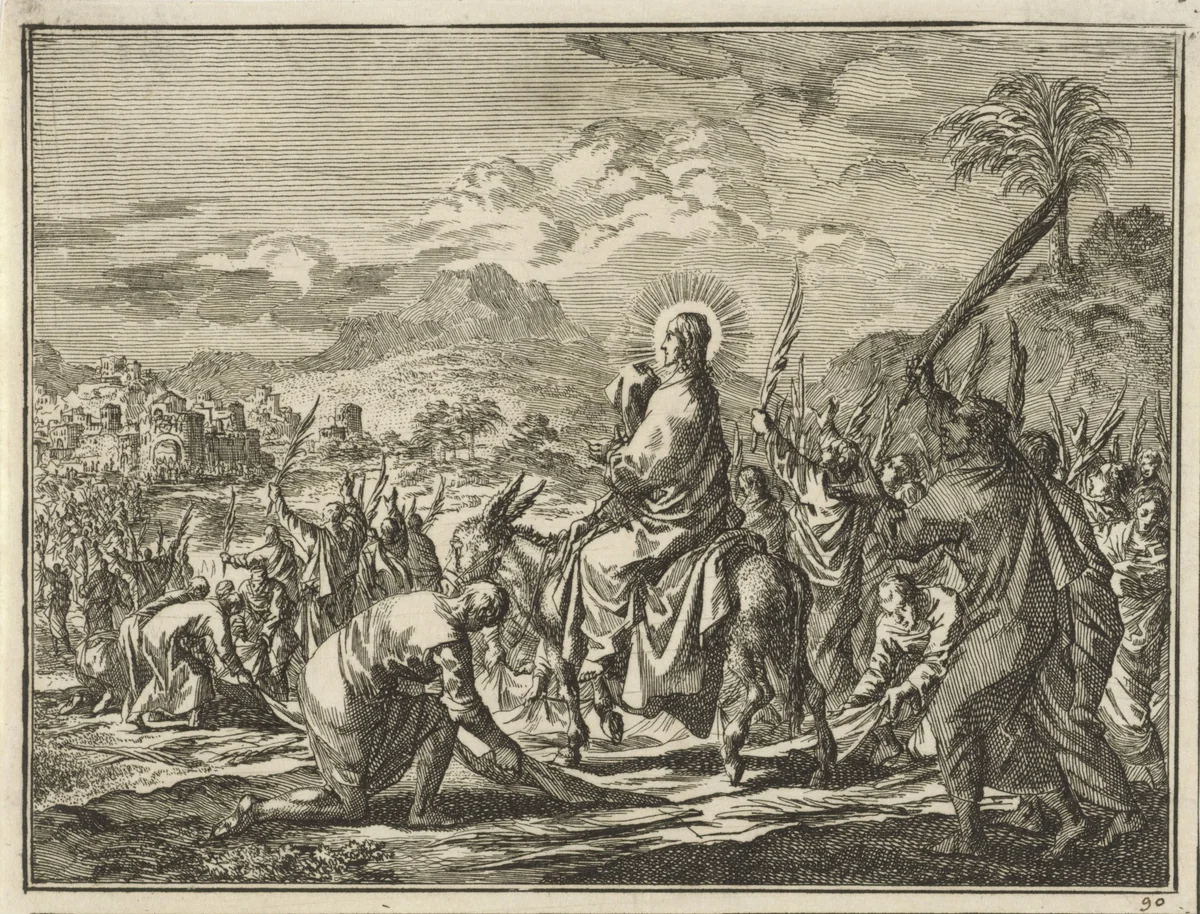 Intocht van Christus in Jeruzalem by Jan Luyken, print, 1712