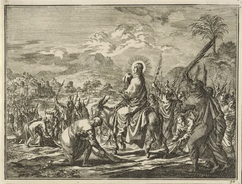 Intocht van Christus in Jeruzalem by Jan Luyken, print, 1712