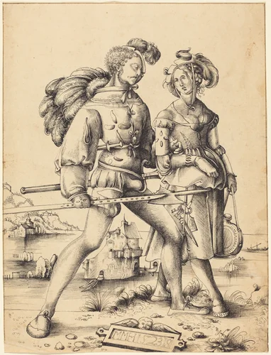 A Soldier Walking with a Camp Follower by Urs Graf, drawing, 1523