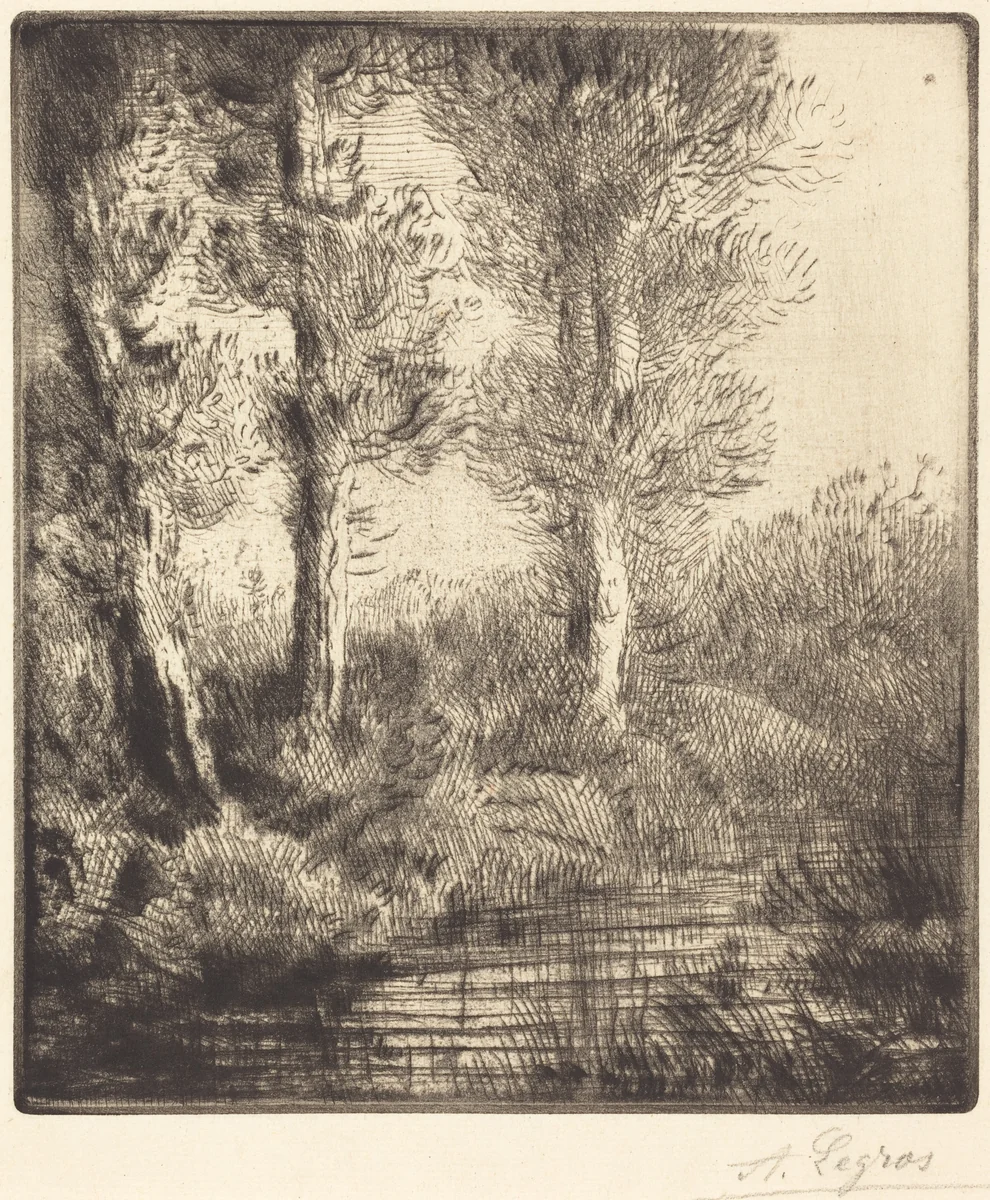 Banks of the Saint-Pre (Rive du Saint-Pre) by Alphonse Legros, print, 1837-1911