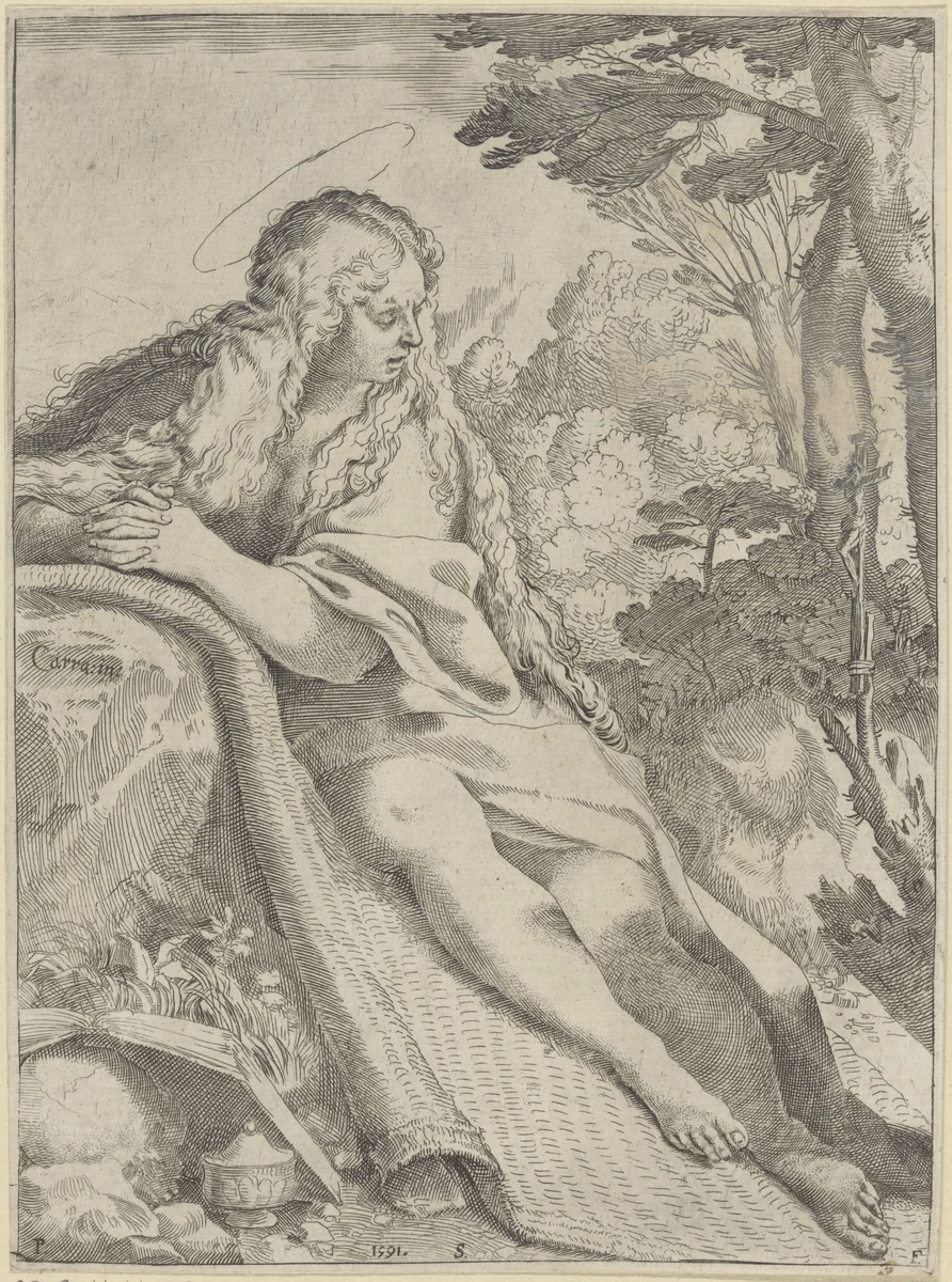 Boetvaardige Maria Magdalena by Unknown, print, 1591
