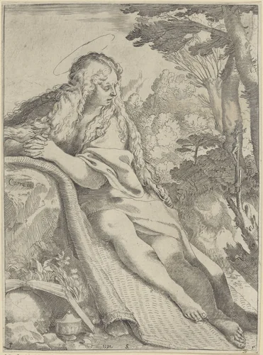 Boetvaardige Maria Magdalena by Unknown, print, 1591
