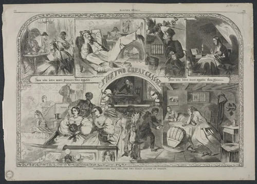 Thanksgiving Day, 1860 - The Two Great Classes of Society by Winslow Homer, print, 1860