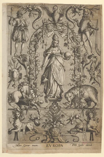 Allegory of Europe, from "The Four Continents" by Marcus Gheeraerts the Elder, print, 1585-1605