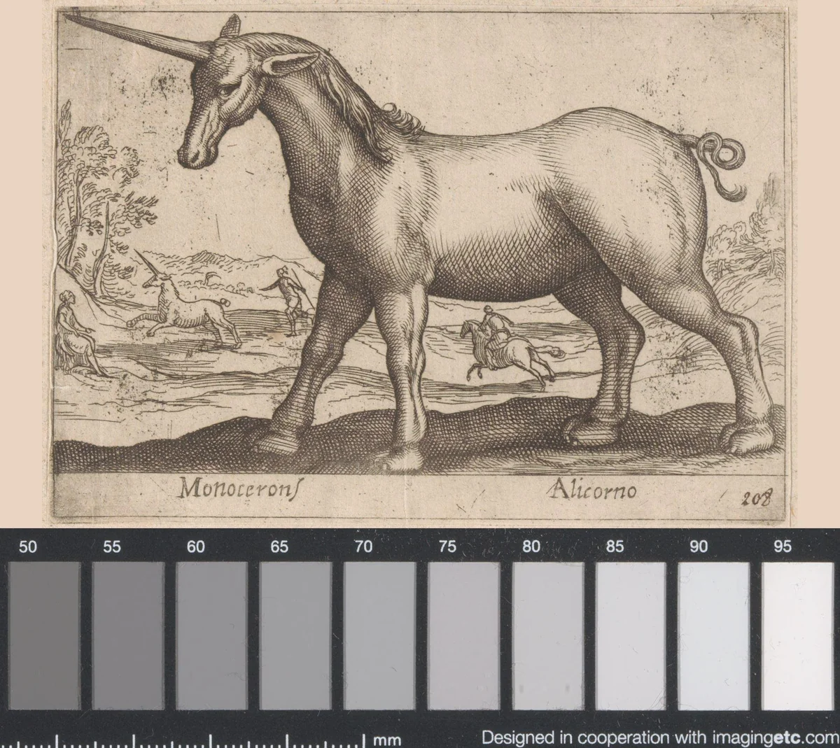 Eenhoorn by Antonio Tempesta, print, 1565-1630