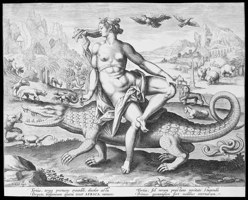 Allegory of Africa, from "The Four Continents" by Adriaen Collaert, print, 1580-1600