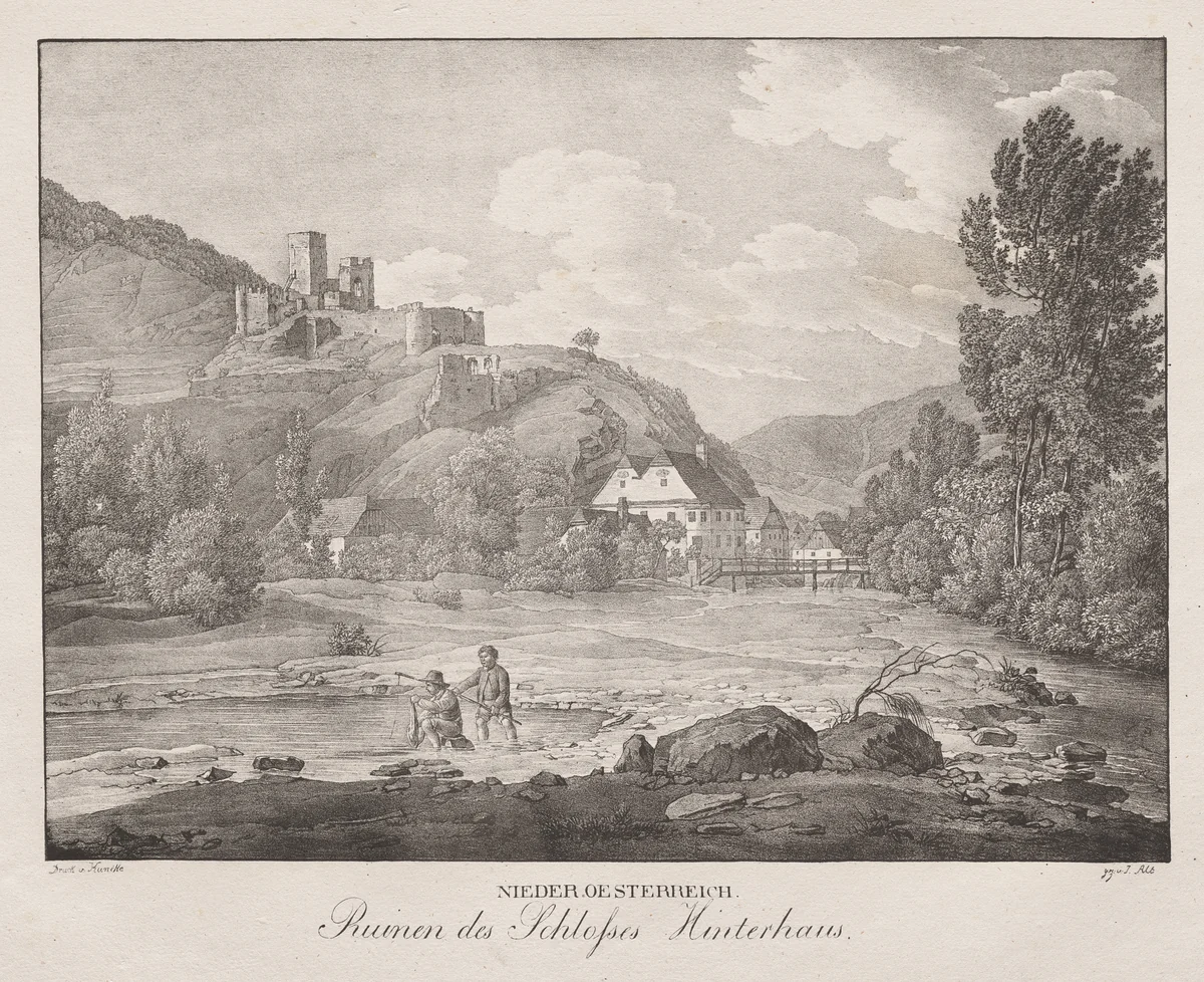 Nieder-oesterreich, Ruinen des Schlosses Hinterhaus by Jakob Alt, print