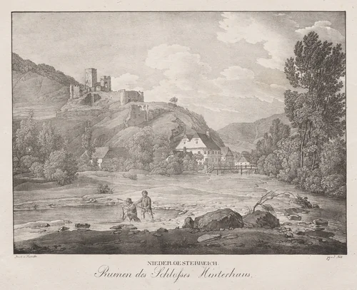 Nieder-oesterreich, Ruinen des Schlosses Hinterhaus by Jakob Alt, print