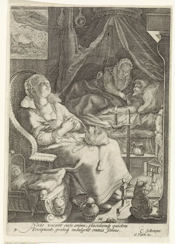 De nacht by Jan Saenredam, print, 1670-1726