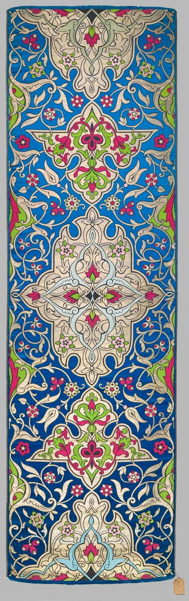 "Alhambra" textile panel with double border by Mathevon et Bouvard, textile, 1861-1869