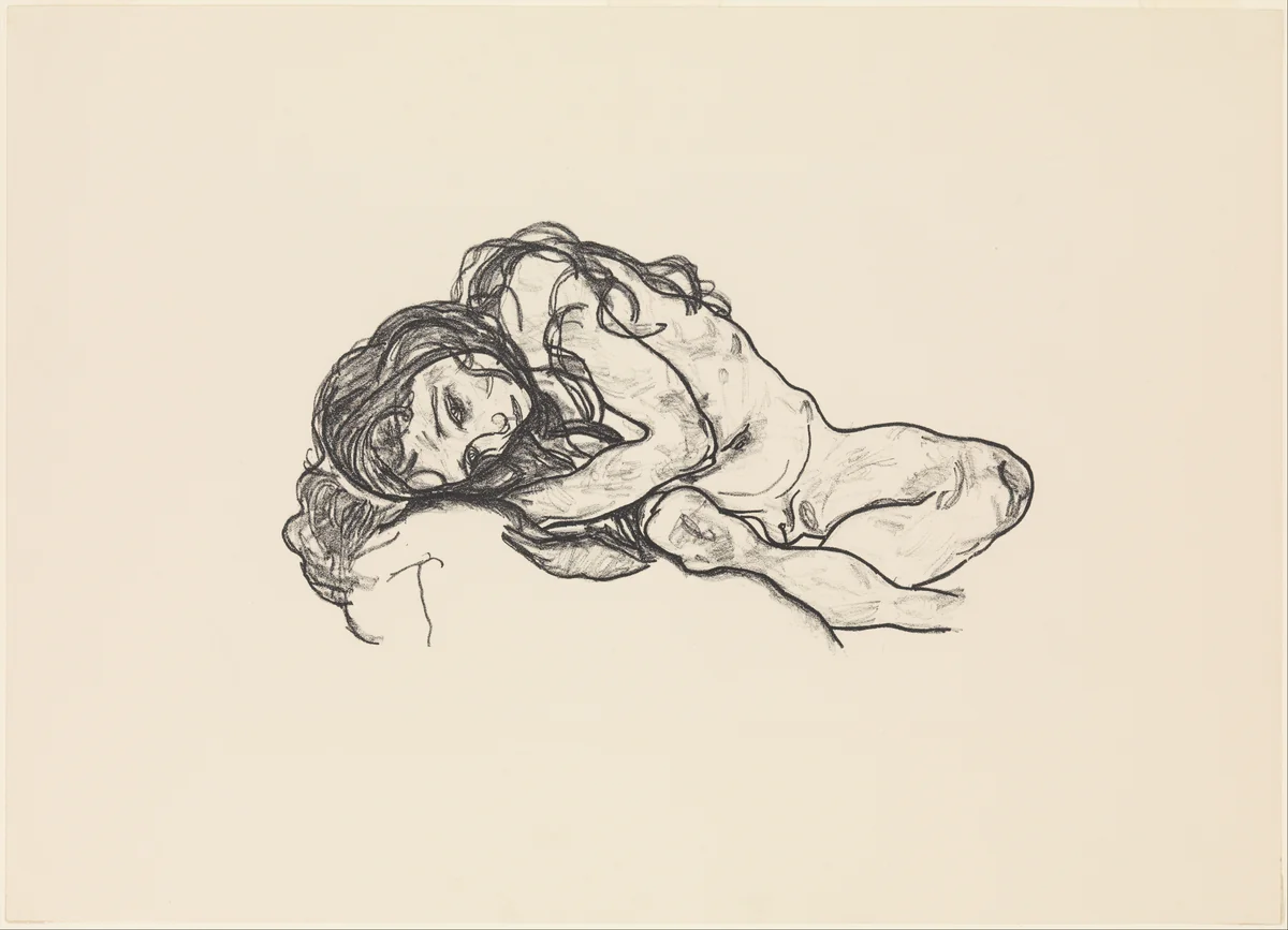 Girl by Egon Schiele, print, 1918