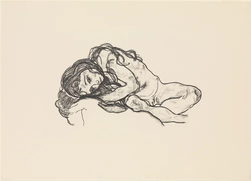 Girl by Egon Schiele, print, 1918