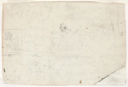 Figure on Horseback and Other Studies [verso] by Winslow Homer, drawing, 1861