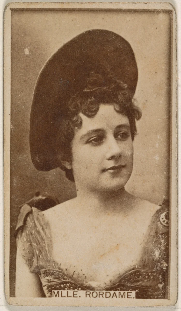 Mlle Rordame, from the Actresses series (N245) issued by Kinney Brothers to promote Sweet Caporal Cigarettes by Kinney Brothers Tobacco Company, photograph, 1890
