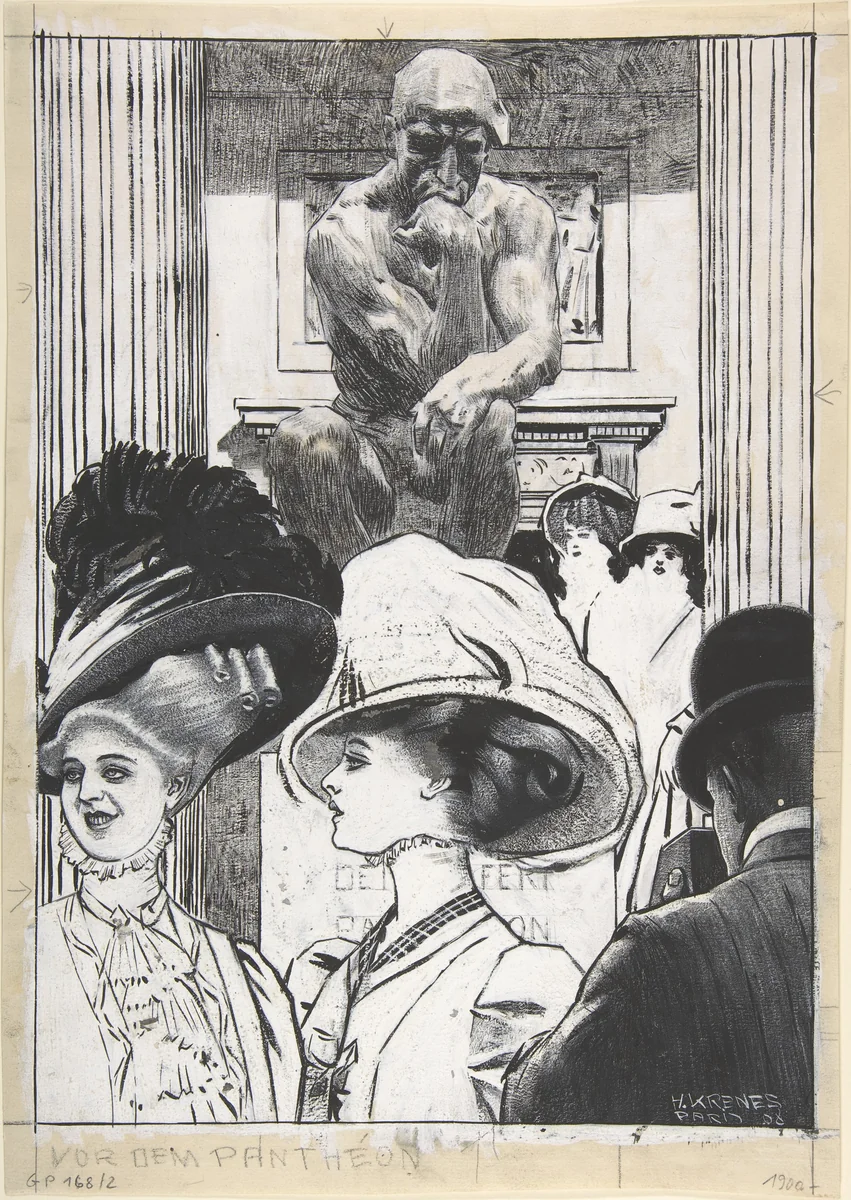 Vor dem Pantheon by Heinrich Krenes, drawing, 1908