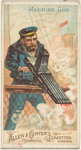 Machine Gun, from the Arms of All Nations series (N3) for Allen & Ginter Cigarettes Brands by Allen & Ginter, print, 1887