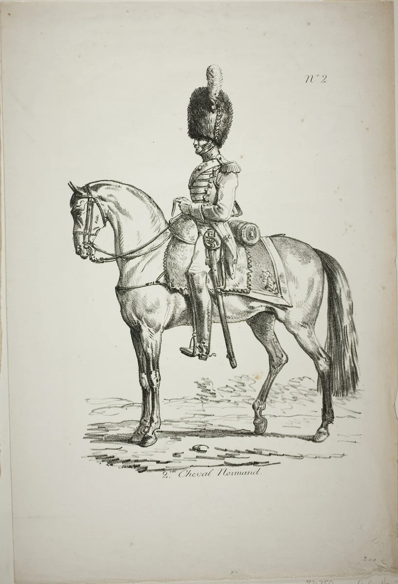Royal Guard, Norman Mounted Soldier and Horse, No. 2 by Carle Vernet, print, 1813-1823