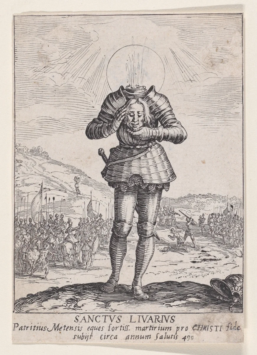Saint Livier, also called Saint Livar by Jacques Callot, print, 1619-1629
