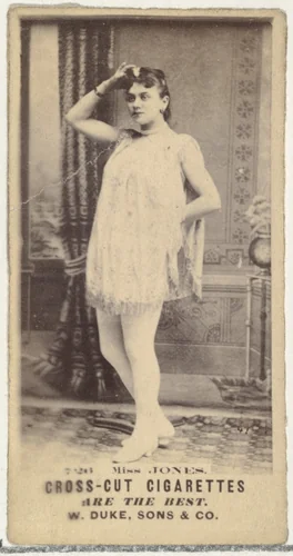 Card Number 726, Miss Jones, from the Actors and Actresses series (N145-3) issued by Duke Sons & Co. to promote Cross Cut Cigarettes by W. Duke, Sons & Co., photograph, 1880-1889