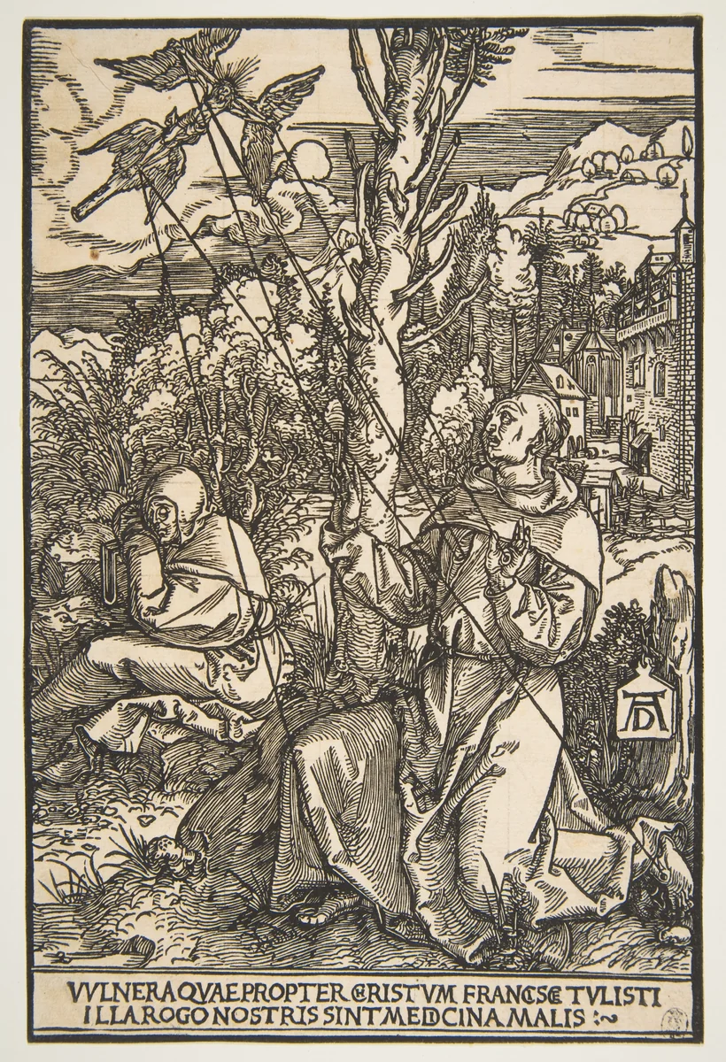 Saint Francis Receiving the Stigmata by Albrecht Dürer, print, 1503-1504