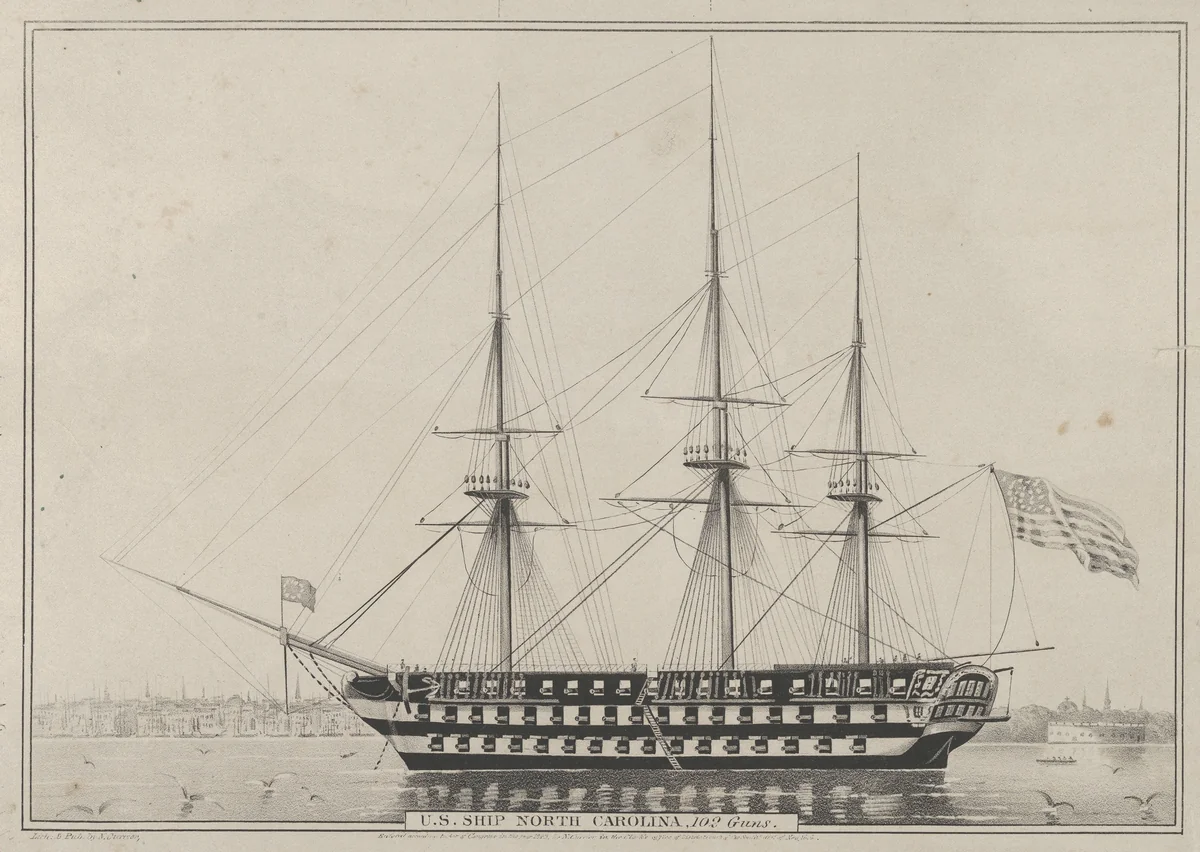 U. S. Ship North Carolina, 102 Guns by Nathaniel Currier, print, 1843