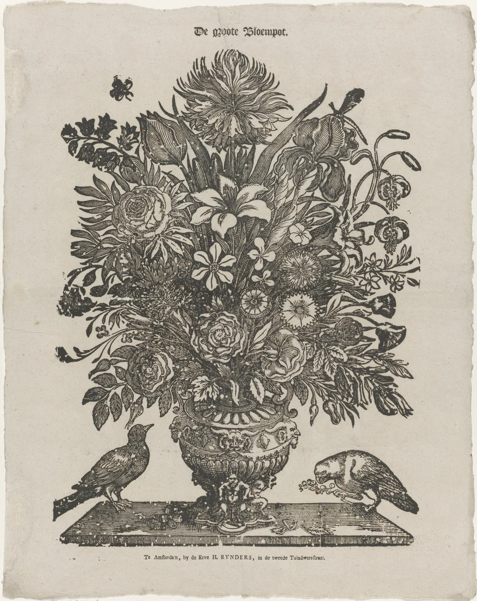 De groote bloempot by anonymous, print, 1831-1854