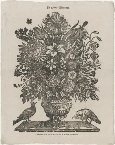 De groote bloempot by anonymous, print, 1831-1854