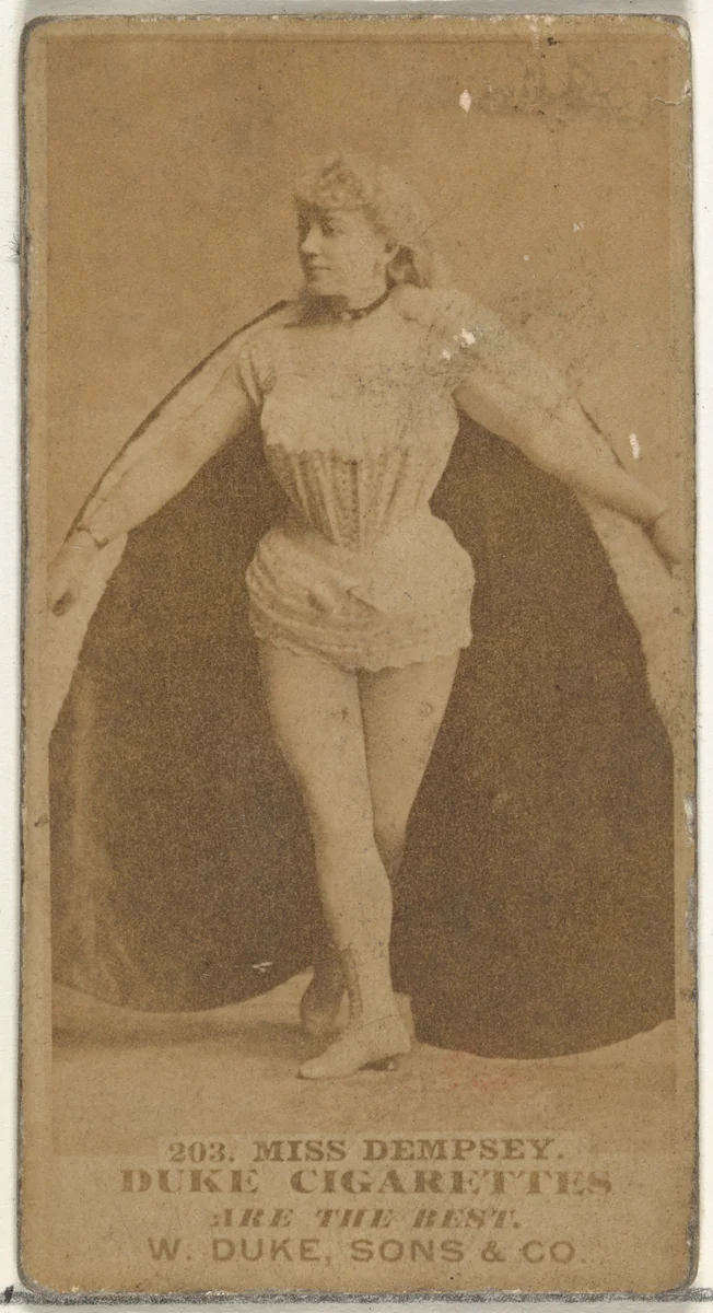 Card Number 203, Miss Dempsey, from the Actors and Actresses series (N145-7) issued by Duke Sons & Co. to promote Duke Cigarettes by W. Duke, Sons & Co., photograph, 1880-1889