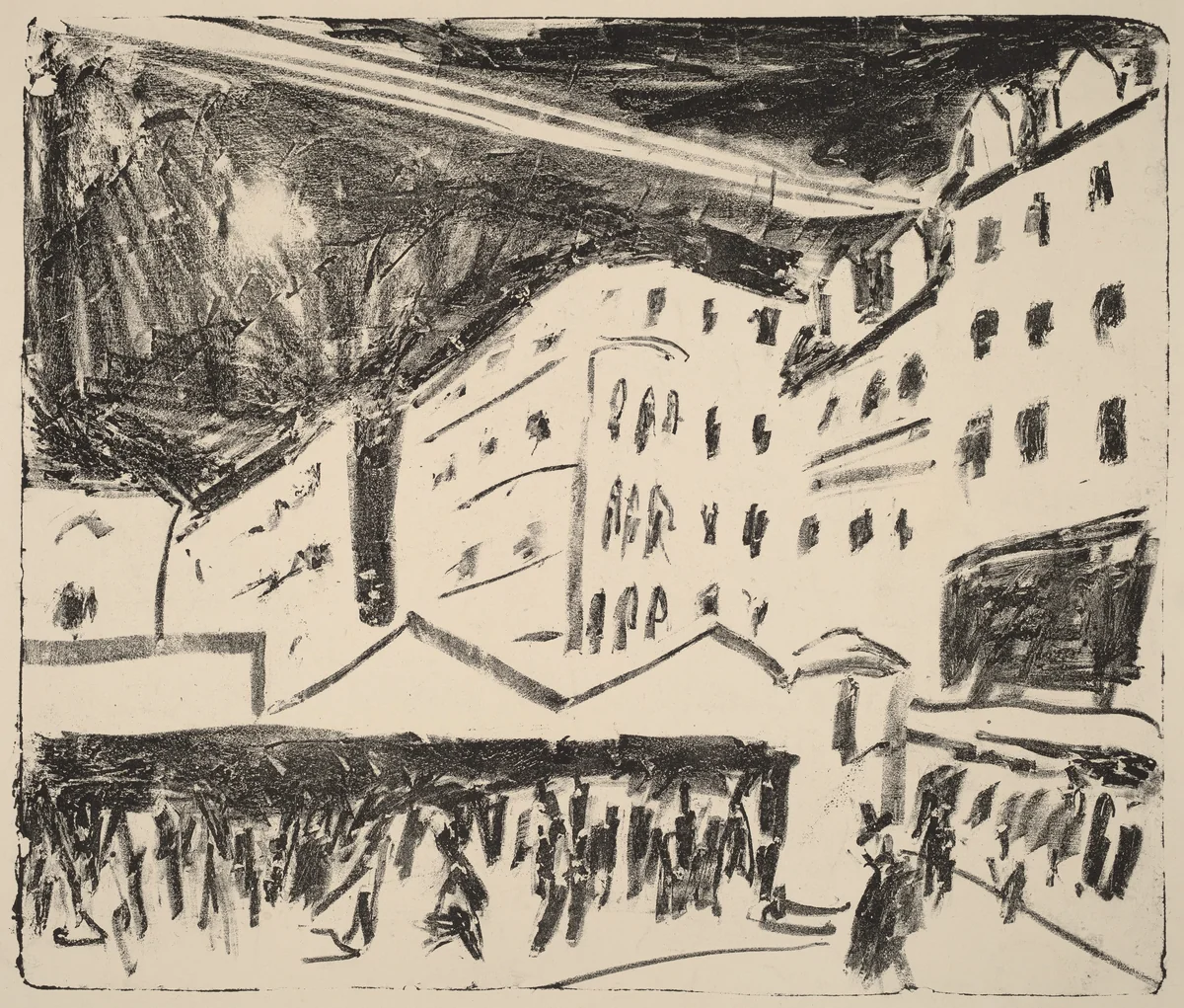 Old Market in Dresden with a Fair (Der Altmarkt in Dresden mit Jahrmarkt) by Ernst Ludwig Kirchner, print, 1910