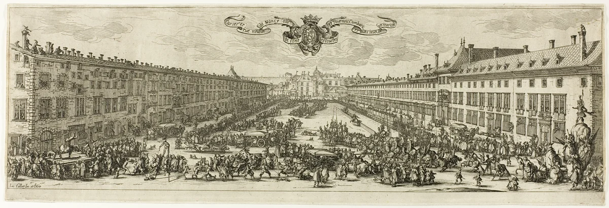 The Carrière, or Rue Neuve, at Nancy (The New Street) by Jacques Callot, print, 1626