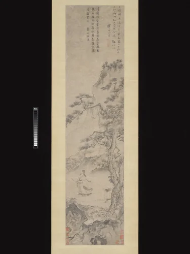 Tao Yuanming enjoying chrysanthemums by Du Jin, painting, 1465-1509