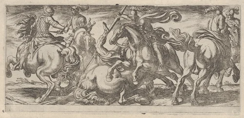 Six Cavalrymen in Combat, from "Battle Scenes I" by Antonio Tempesta, print, 1585-1595