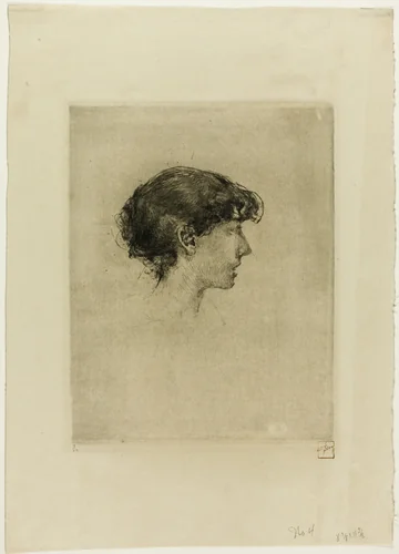 Head of a Girl, Profile by Robert Frederick Blum, print, 1877-1903