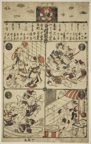 A Poster for the Ichimura Theatre (Ichimuraza tsuji banzuke) by Torii Kiyomasu II (鳥居 清倍), print, 1710-1720