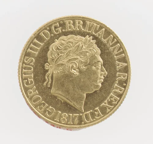 George III pattern sovereign with St. George reverse by Benedetto Pistrucci, metalwork, 1817