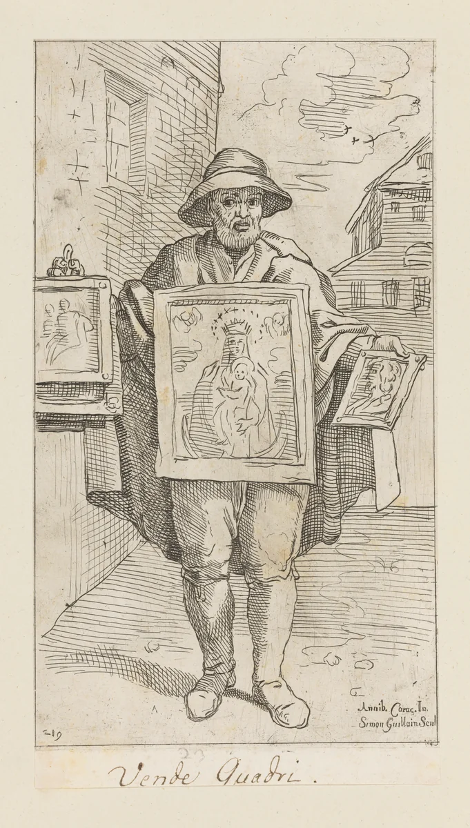 Plate 19: Vendor of holy pictures by Simon Guillain II, print, 1646