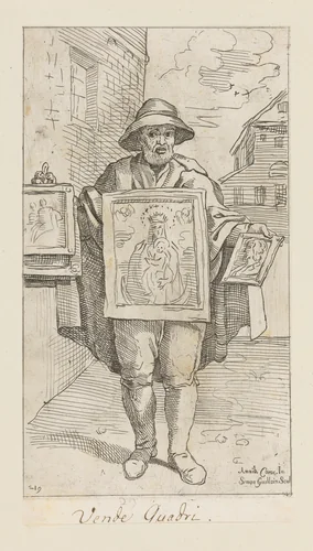 Plate 19: Vendor of holy pictures by Simon Guillain II, print, 1646
