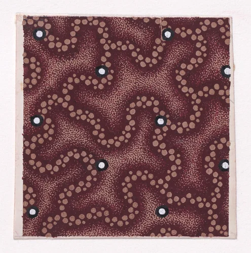 Textile Design with Alternating Vertical and Horizontal Rows of Pearls Over a Vermicular Pattern Formed with Dotted Lines by anonymous, drawing, 1840