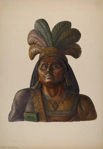 Cigar Store Indian by Walter Hochstrasser, index of american design, 1937