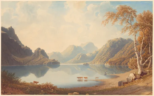 A Loch in Scotland by George Fennel Robson, drawing, 1788-1833