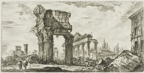 Temple of Jupiter Tonans [Jupiter the Thunderer]. 1. Temple of Concord, plate 7 from Some Views of Triumphal Arches and other Monuments by Giovanni Battista Piranesi, print, 1748